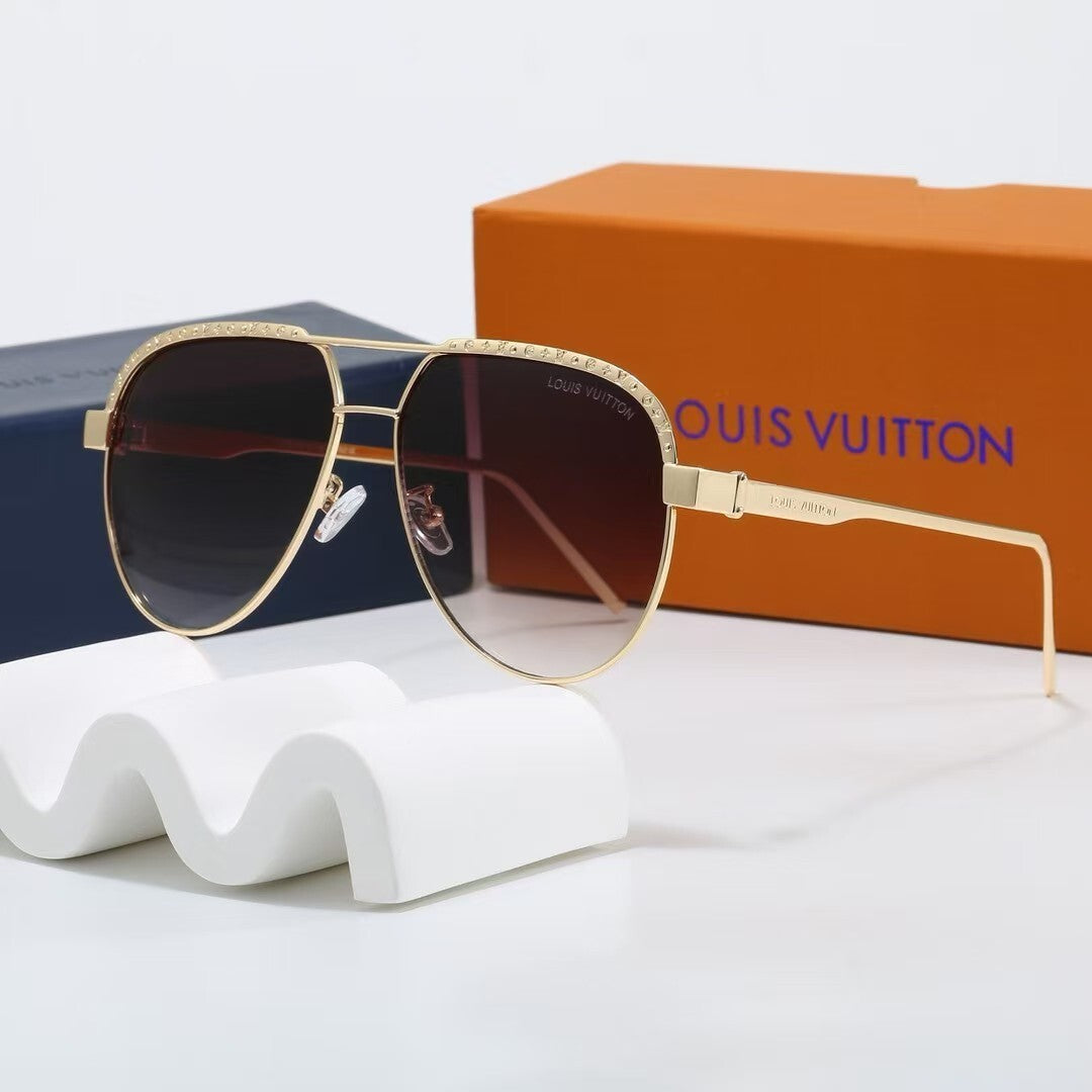 Metal Aviator Frame Decorated Sunglasses