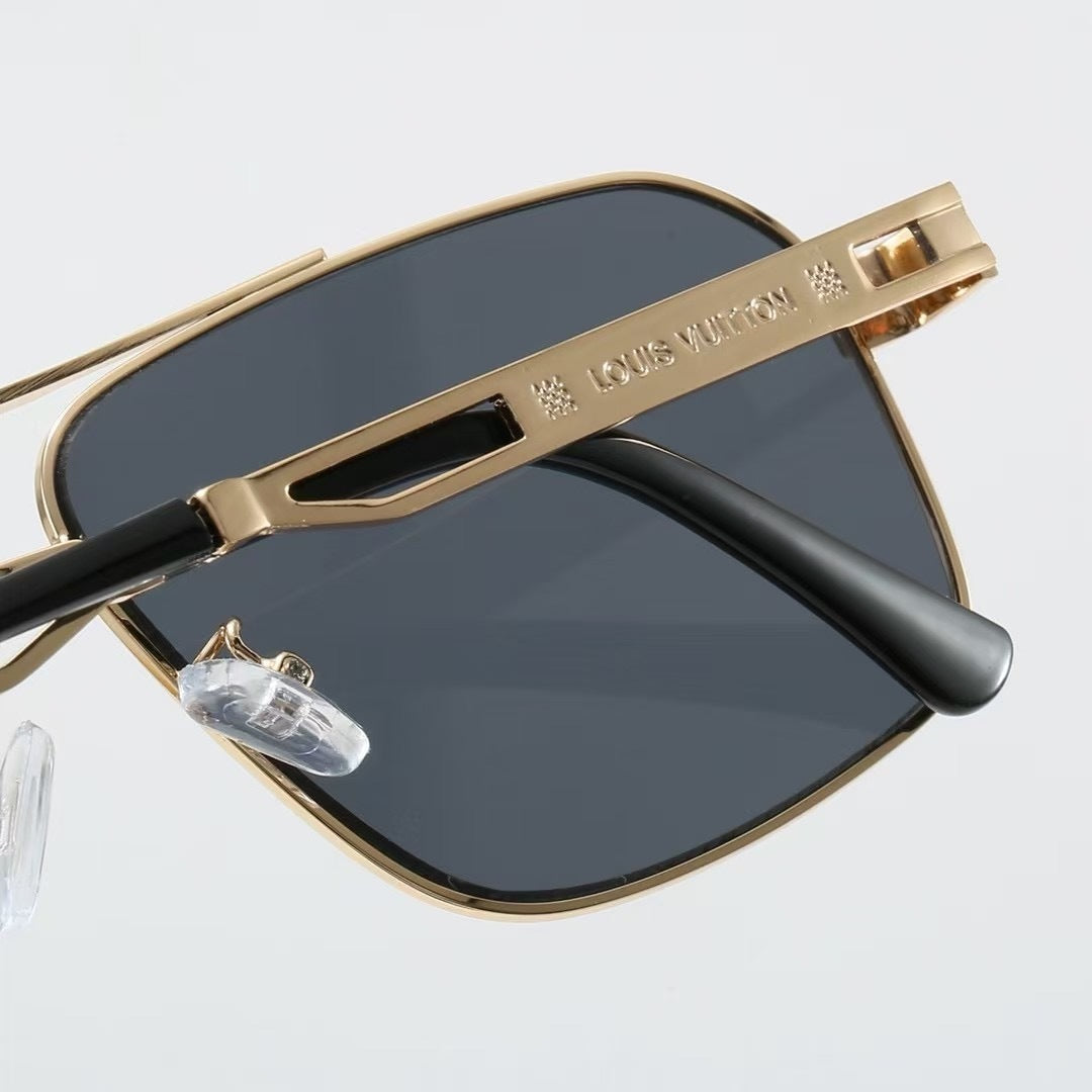 Double Bridge Metal Square Sunglasses