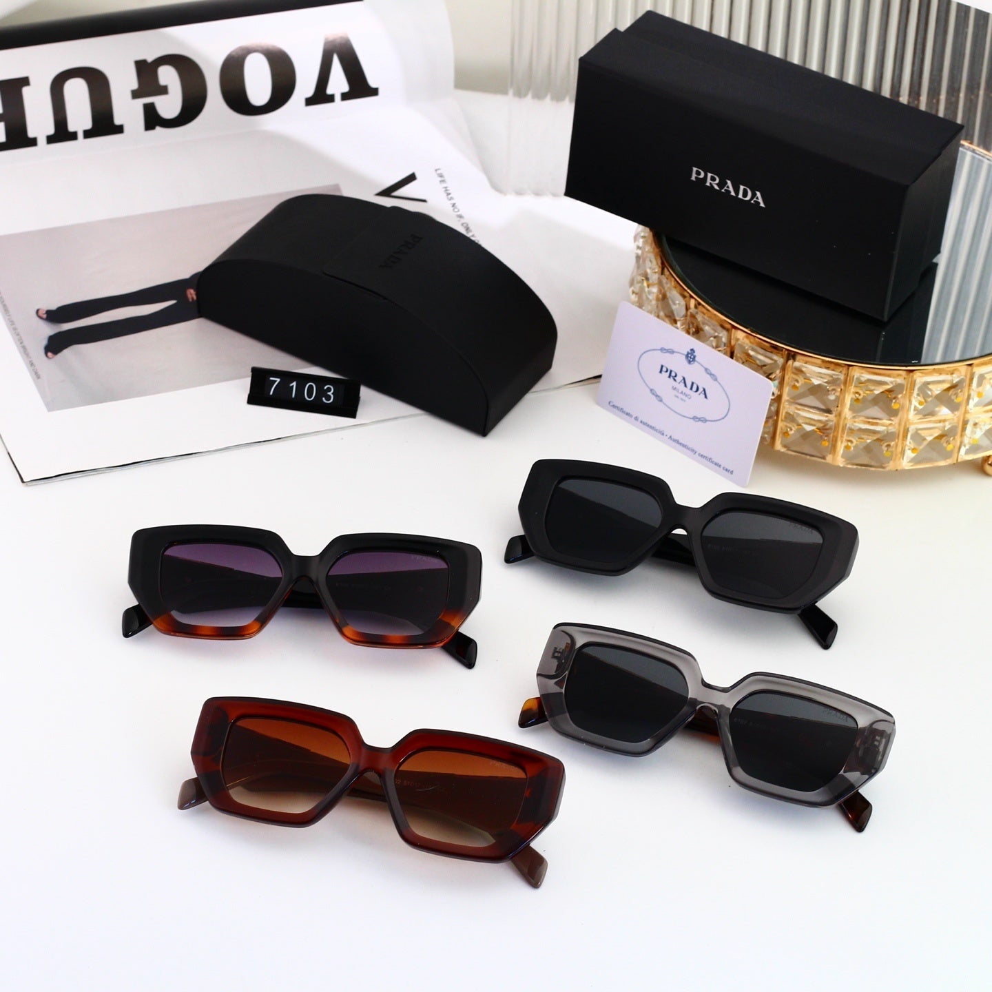 Polarized Sunglasses Personality Irregular Square Frame Sunglasses 7103