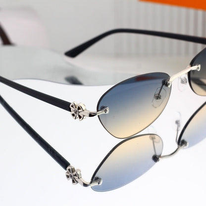 Frameless Oval Metal Decorated Sunglasses 88094