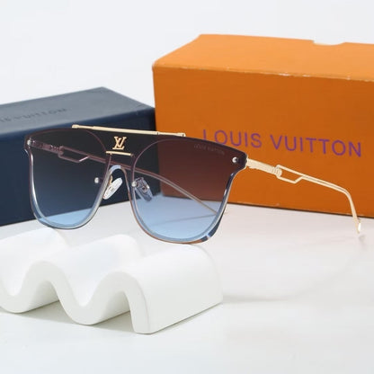 Metal Beam Rimless Oversized Sunglasses