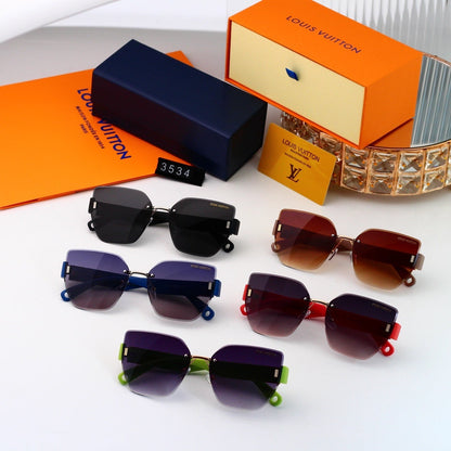 Diamond Star Rimless Sunglasses with Clover Detail (Model 3534)