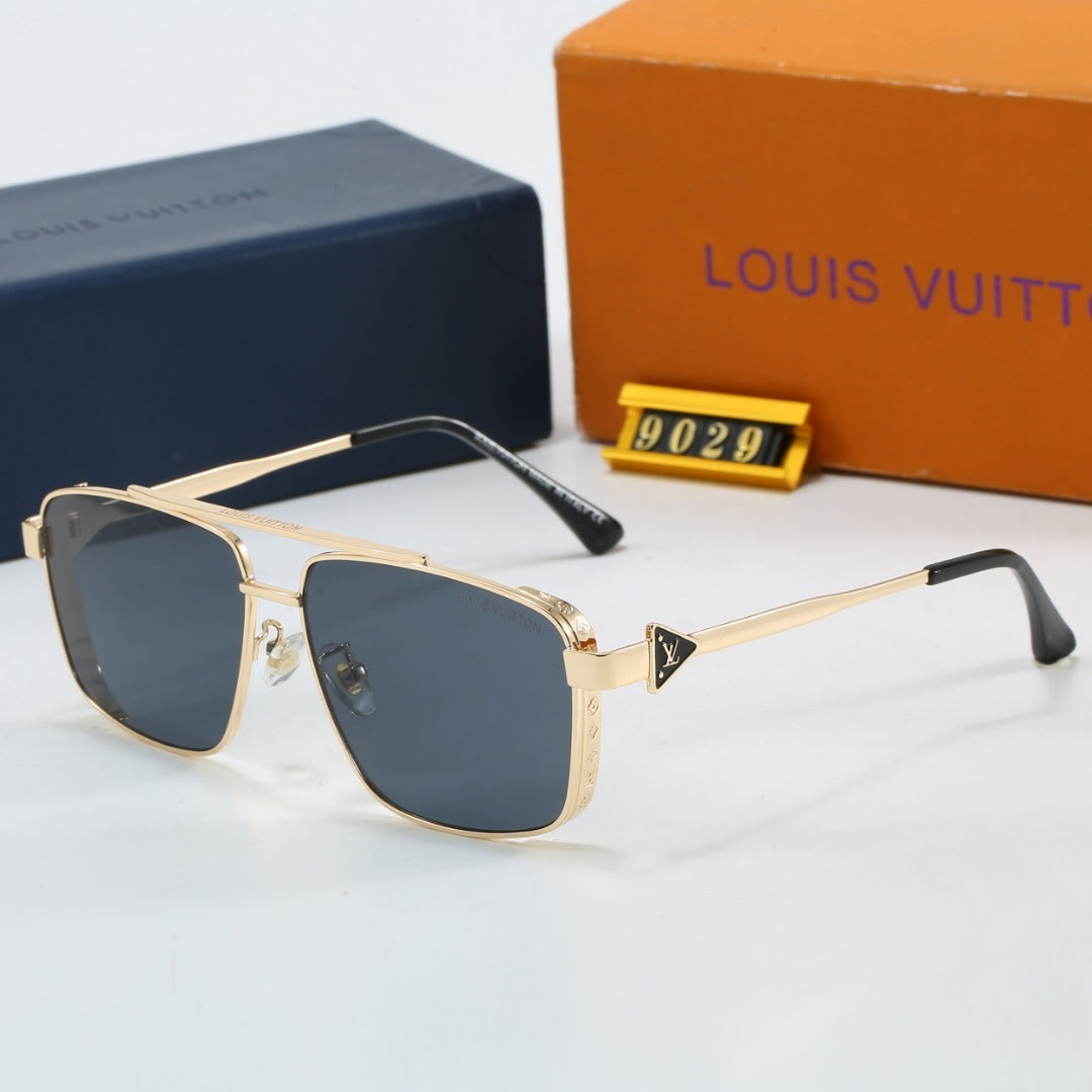 Double Bridge Metal Square Sunglasses