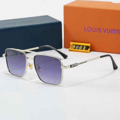 Metal Double Bridge Square Sunglasses  9061
