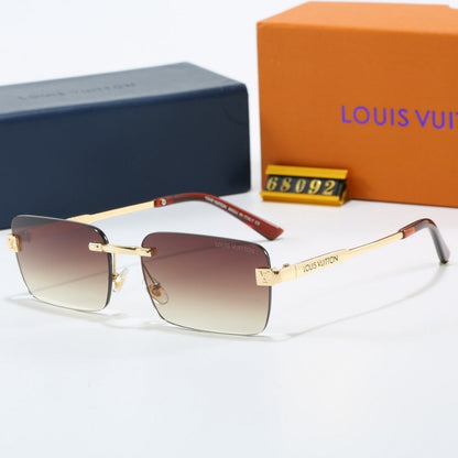 Rimless Square Sunglasses with Side Metal Logo  68092