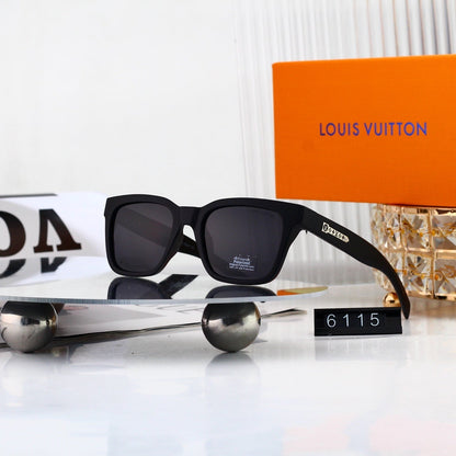Square Frame Sunglasses with Side Stripe  6115