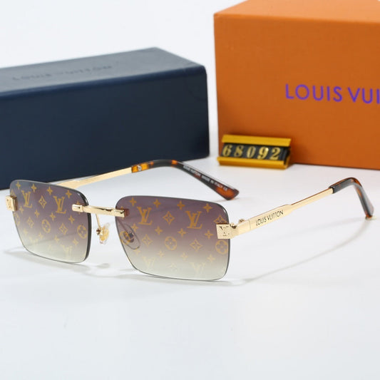 Rimless Square Sunglasses with Side Metal Logo  68092