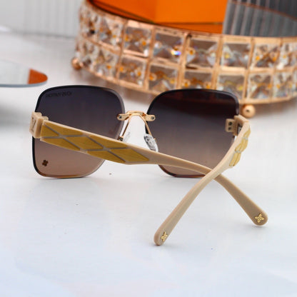 Rimless Sunglasses with Patterned Temples 6502