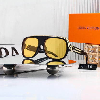 Retro Oversized Frame Sunglasses with Metal Accents 0715