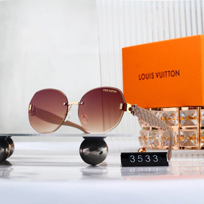 Rimless Sunglasses with Clover Detail (Model 3533)