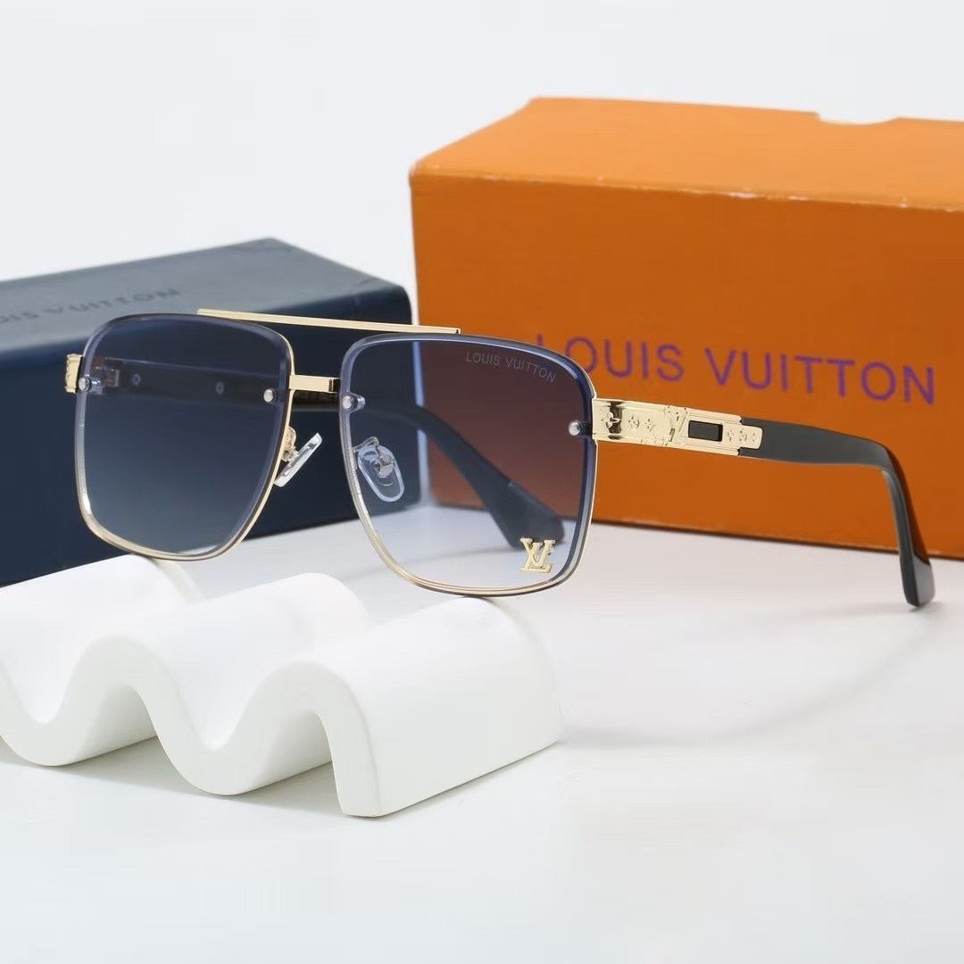 Double Bridge Metal Plaque Square Sunglasses