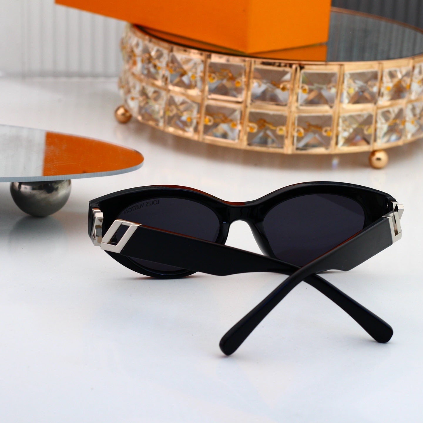 Cat Eye Sunglasses with Metal Side Detail  6162