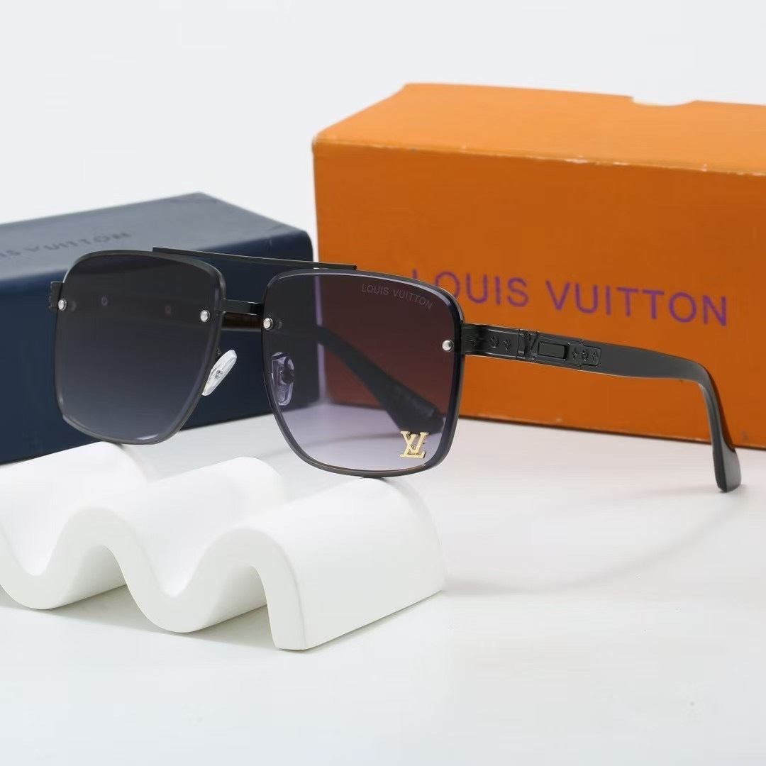 Double Bridge Metal Plaque Square Sunglasses