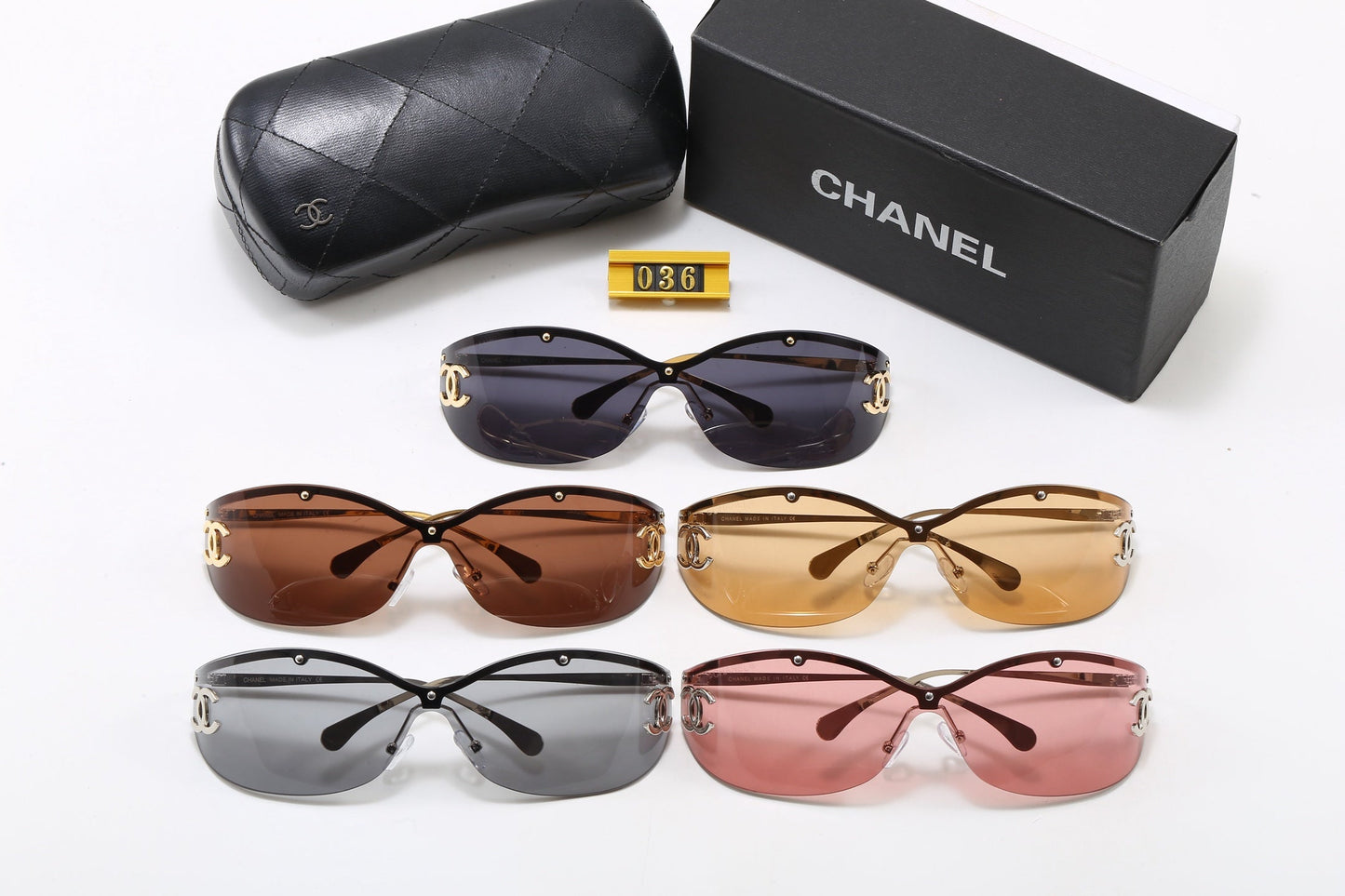 Y2K Rimless Shield Wrap Sunglasses, Retro UV400 Polarized Fashion Shades 036