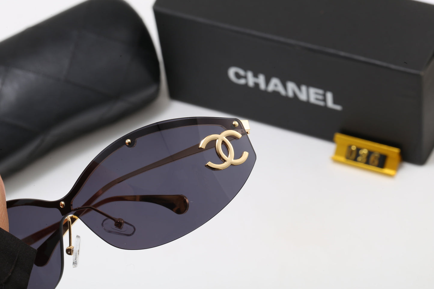 Y2K Rimless Shield Wrap Sunglasses, Retro UV400 Polarized Fashion Shades 036