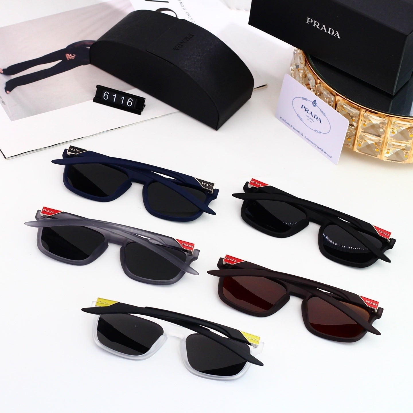Trendy Metal Logo Polygon Sunglasses Female Stylish 6116