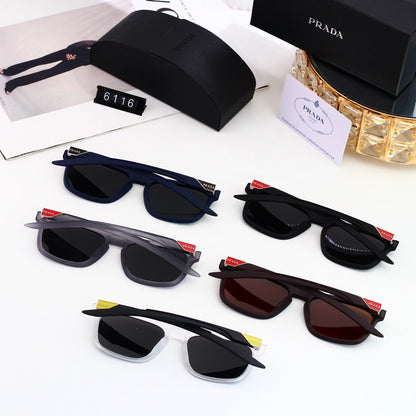 Trendy Metal Logo Polygon Sunglasses Female Stylish 6116