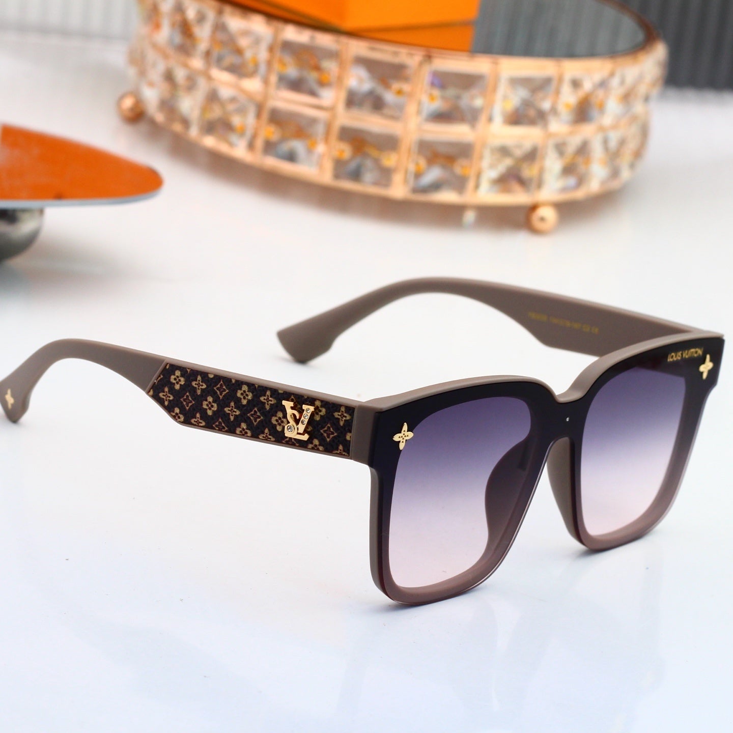 Oversized Sunglasses with Monogram Temples 4037