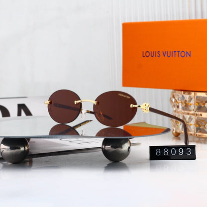 Rimless Oval Metal Temple Sunglasses 88093