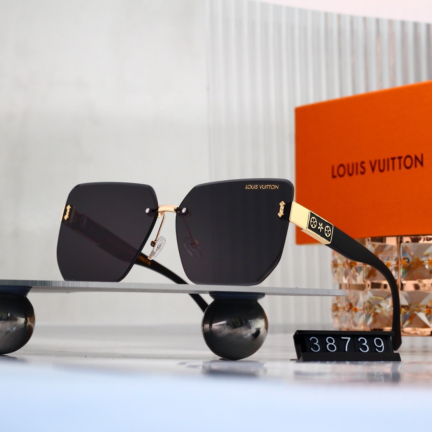 Rimless Sunglasses with Monogram Detail (Model 38739)
