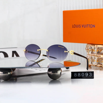 Rimless Oval Metal Temple Sunglasses 88093