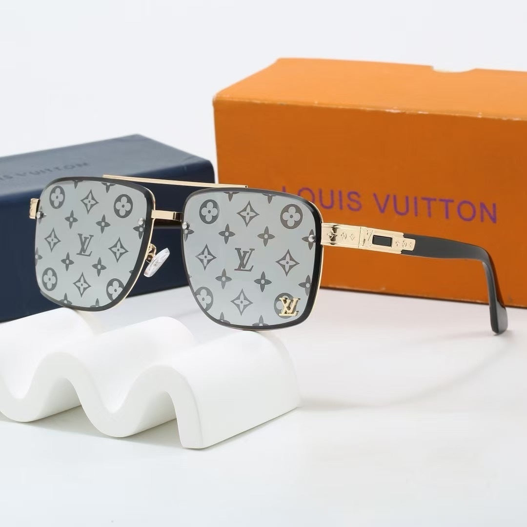 Double Bridge Metal Plaque Square Sunglasses