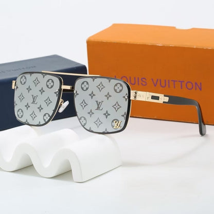 Double Bridge Metal Plaque Square Sunglasses