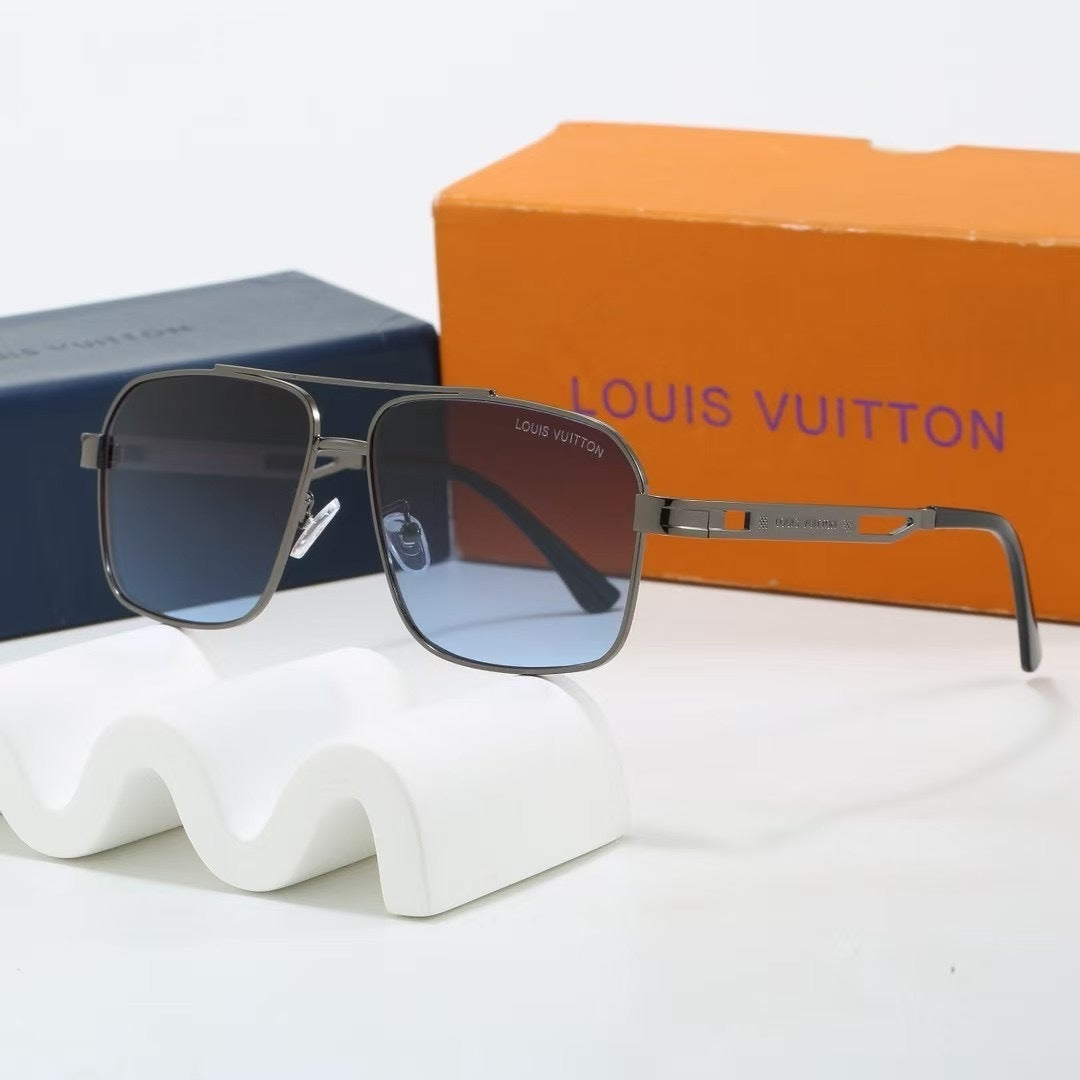 Double Bridge Metal Square Sunglasses
