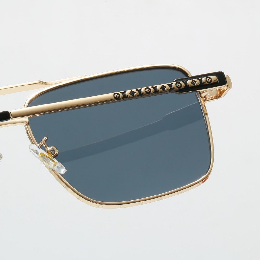 Metal Double Bridge Square Sunglasses  9061