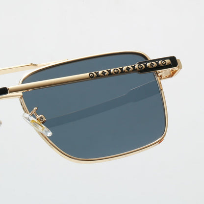 Metal Double Bridge Square Sunglasses  9061
