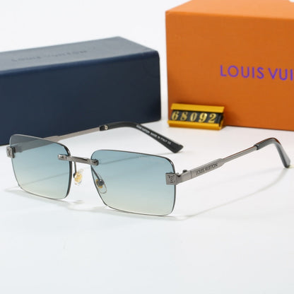 Rimless Square Sunglasses with Side Metal Logo  68092