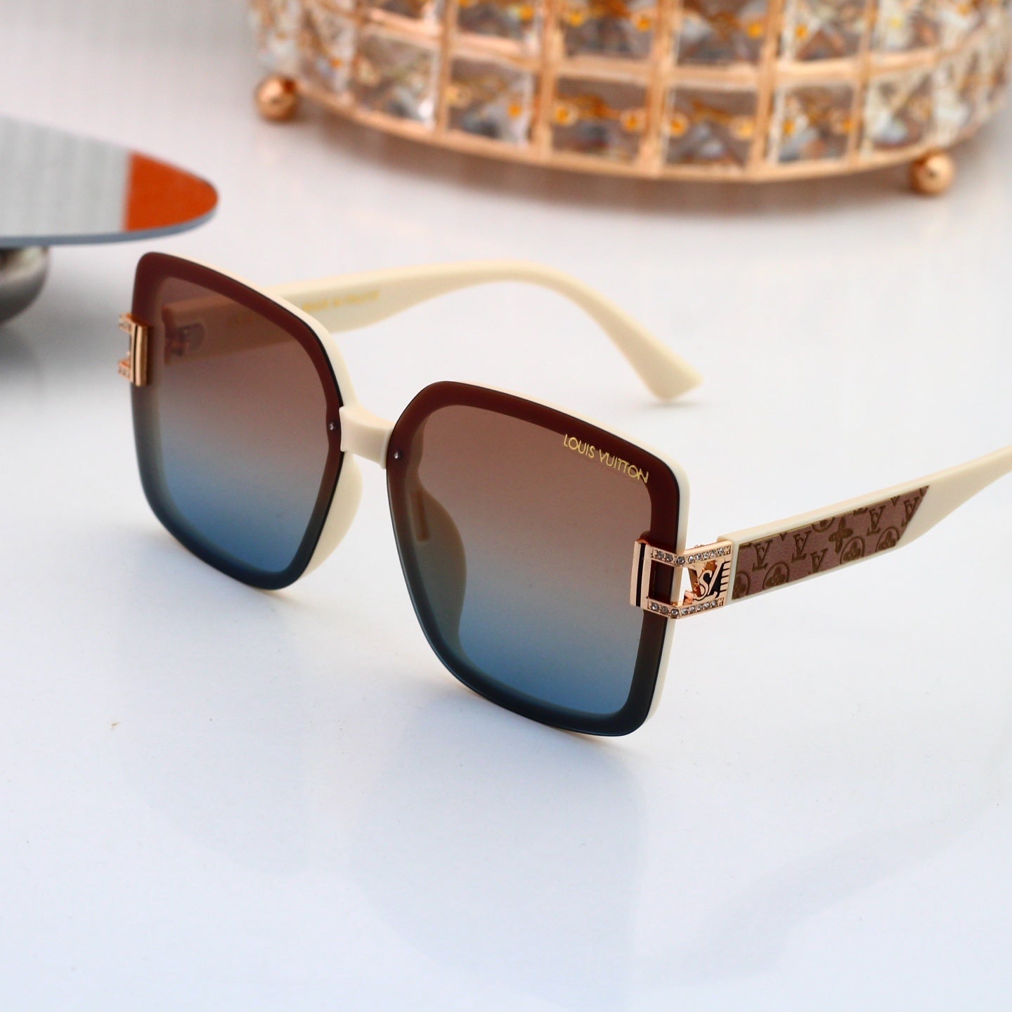 Oversized Sunglasses with Monogram Side Detail  0918