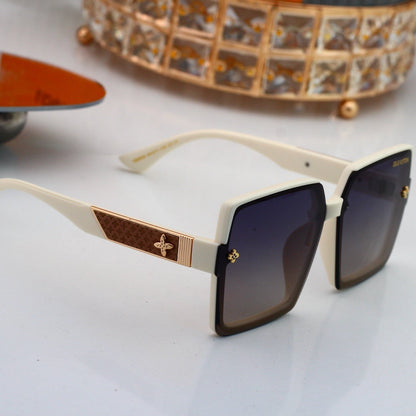 Oversized Sunglasses with Patterned Temples  4035