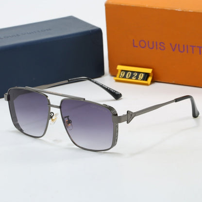 Double Bridge Metal Square Sunglasses