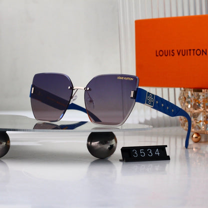 Diamond Star Rimless Sunglasses with Clover Detail (Model 3534)