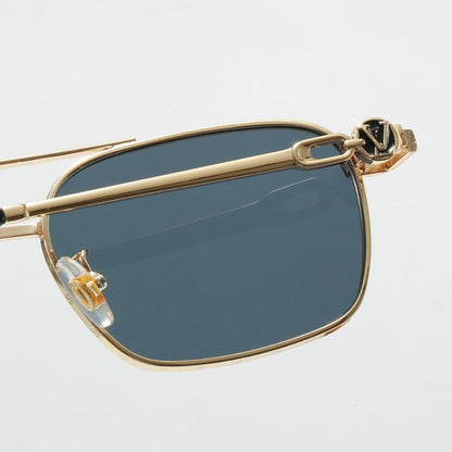 Metal Double Bridge Square Sunglasses with Metal Logo 9063