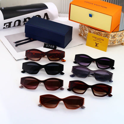 Irregular Cat-Eye Sunglasses with Monogram Details  0709