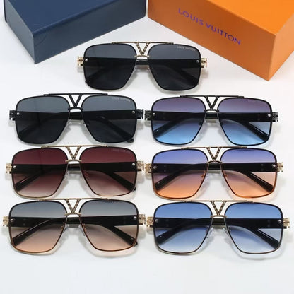 V-Logo Double Bridge Aviator Sunglasses