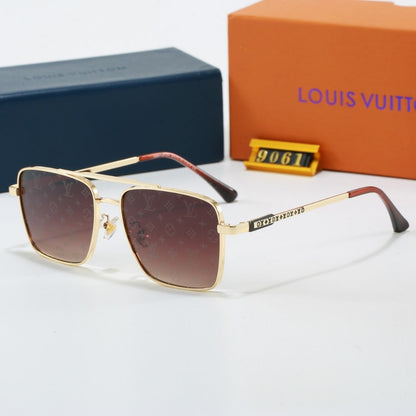 Metal Double Bridge Square Sunglasses  9061
