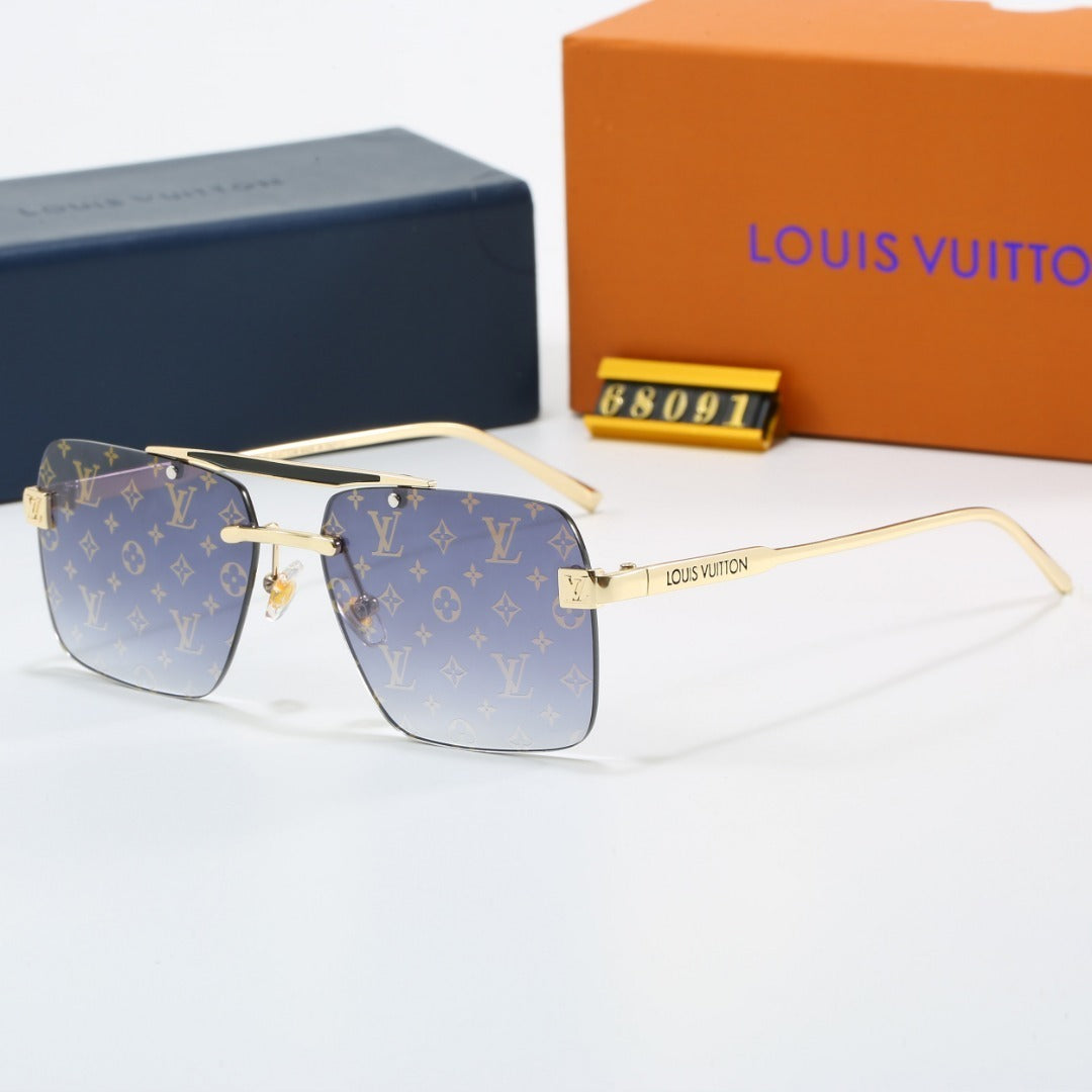 Double Bridge Rimless Metal Sunglasses 68091