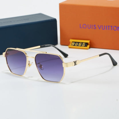 Metal Double Bridge Polygonal Sunglasses with Metal Logo  9065