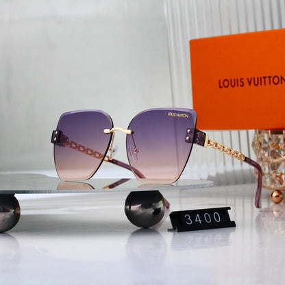 Chain Glow Rimless Sunglasses with Metal Chain Detail (Model 3400)