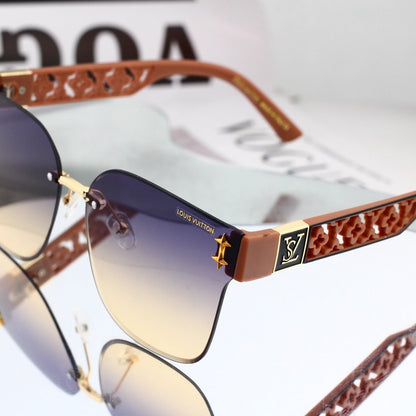 Frameless Oversized Sunglasses with Cut-out Star Accents 68804