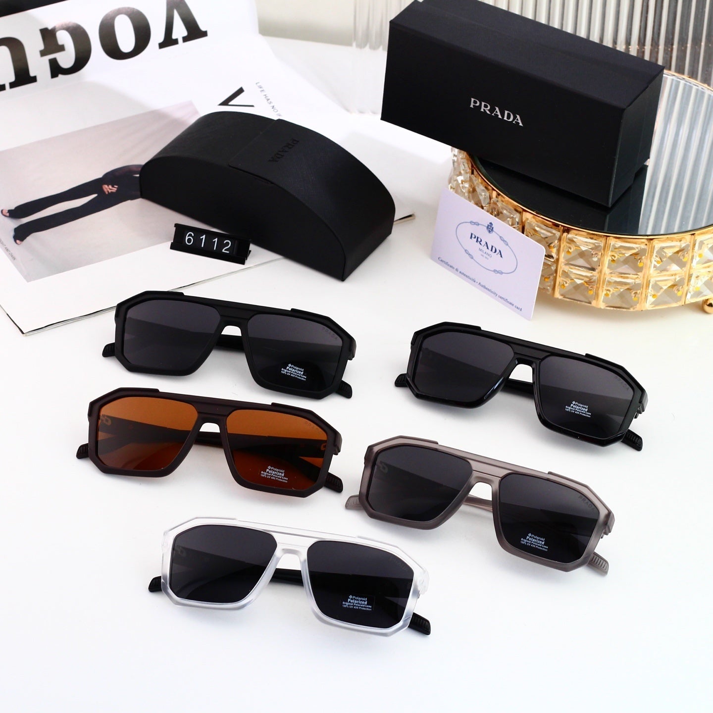 Fashion Metal Polygon Sunglasses With Logo 6112