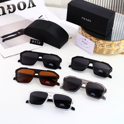 Fashion Metal Polygon Sunglasses With Logo 6112