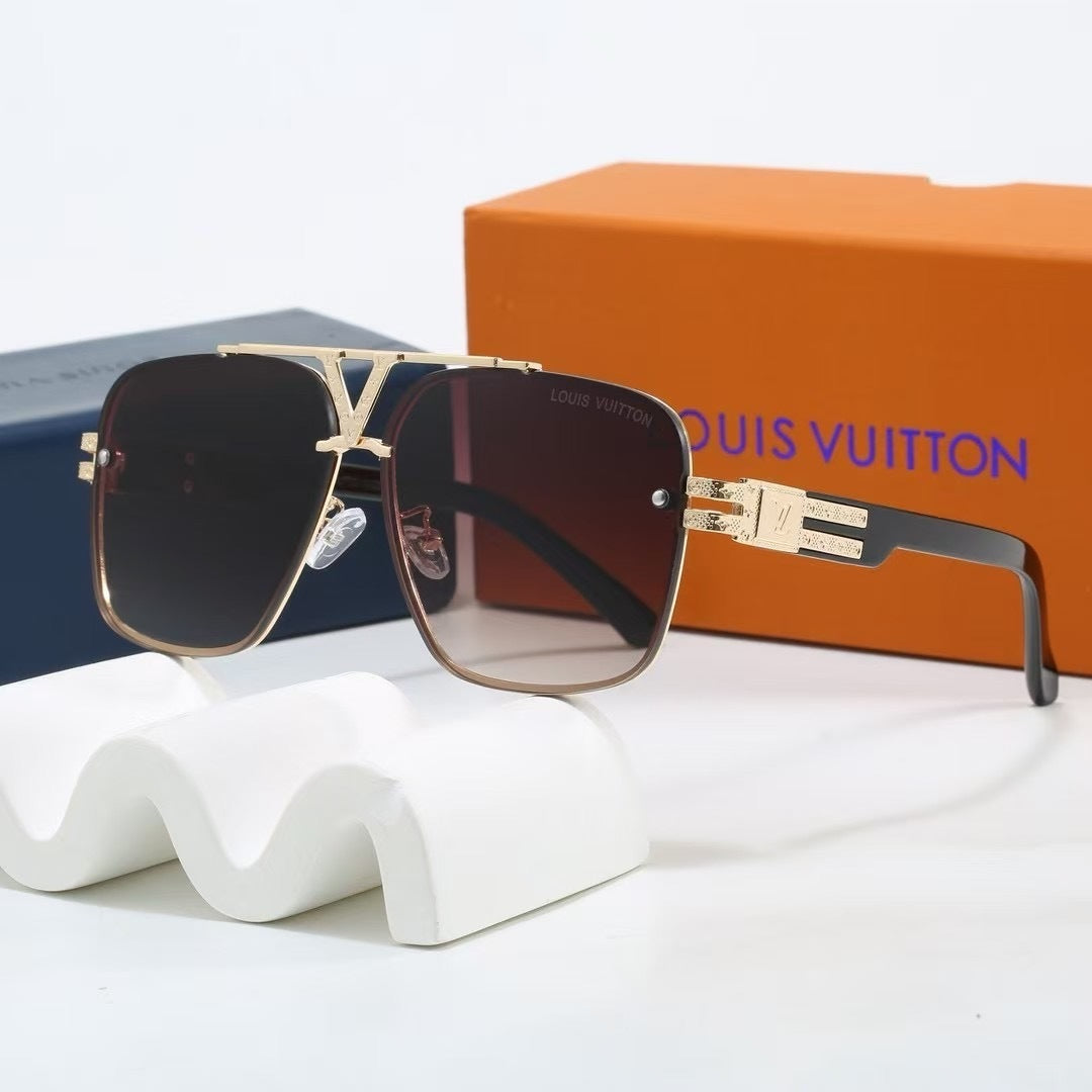 V-Logo Double Bridge Aviator Sunglasses