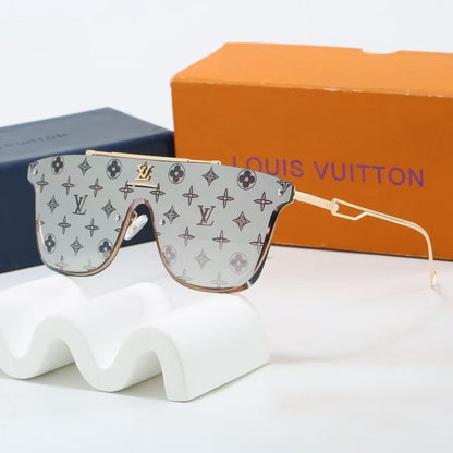 Metal Beam Rimless Oversized Sunglasses