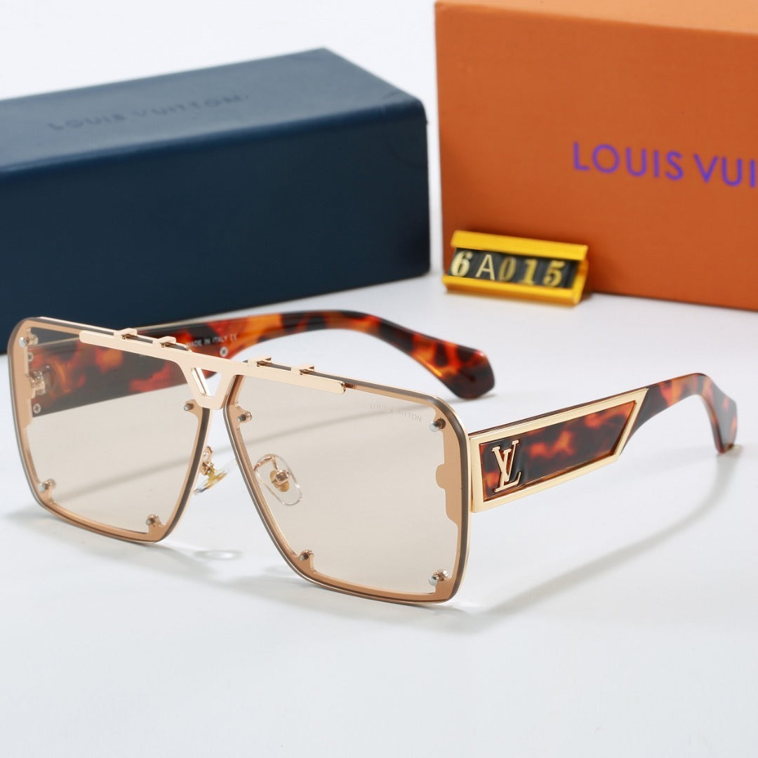 Metal Oversized Frame Sunglasses with Side Metal Logo 6A015