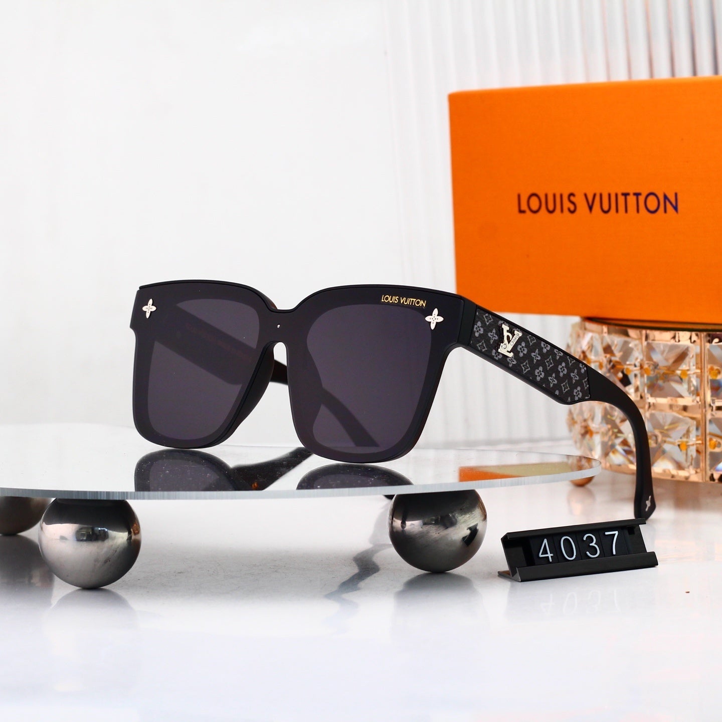 Oversized Sunglasses with Monogram Temples 4037