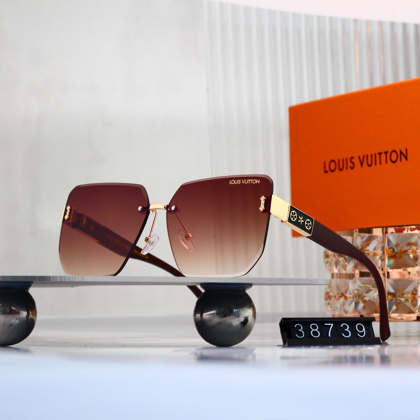 Rimless Sunglasses with Monogram Detail (Model 38739)